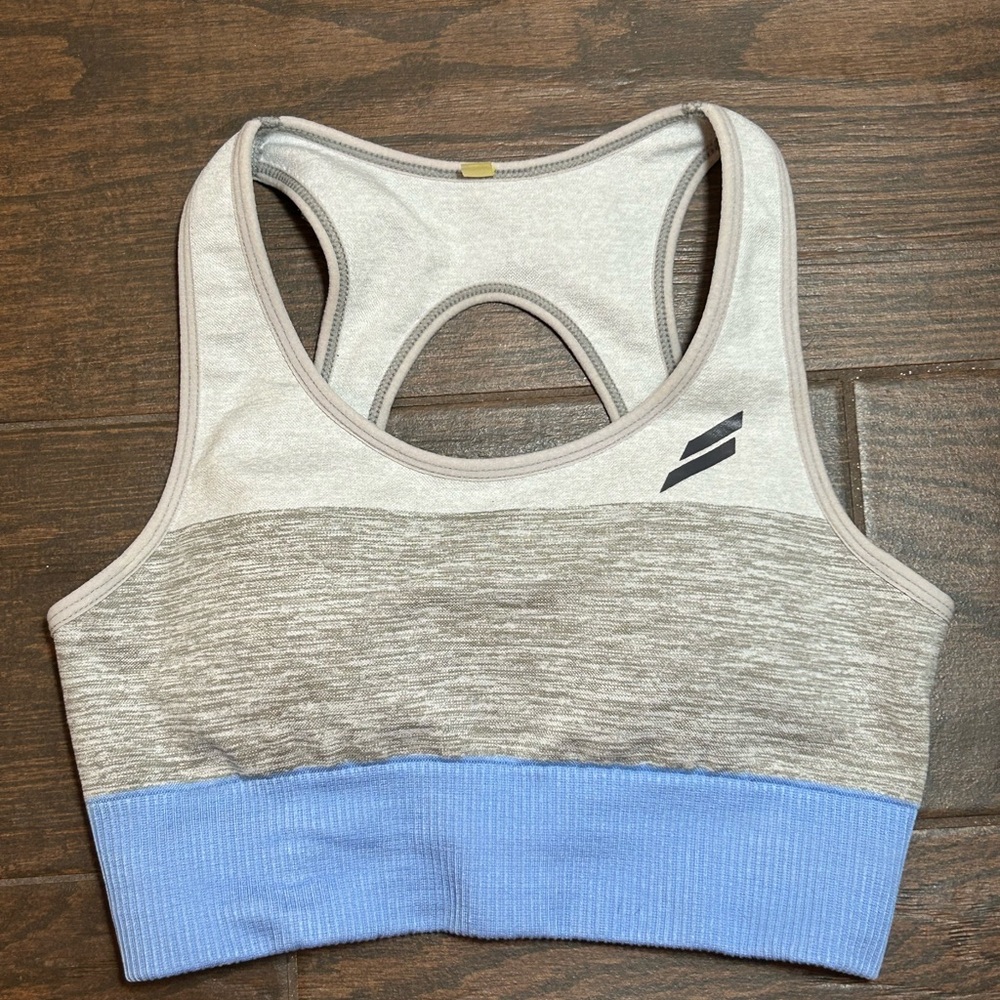 DOYOUEVEN Gray and Blue Sports Bra